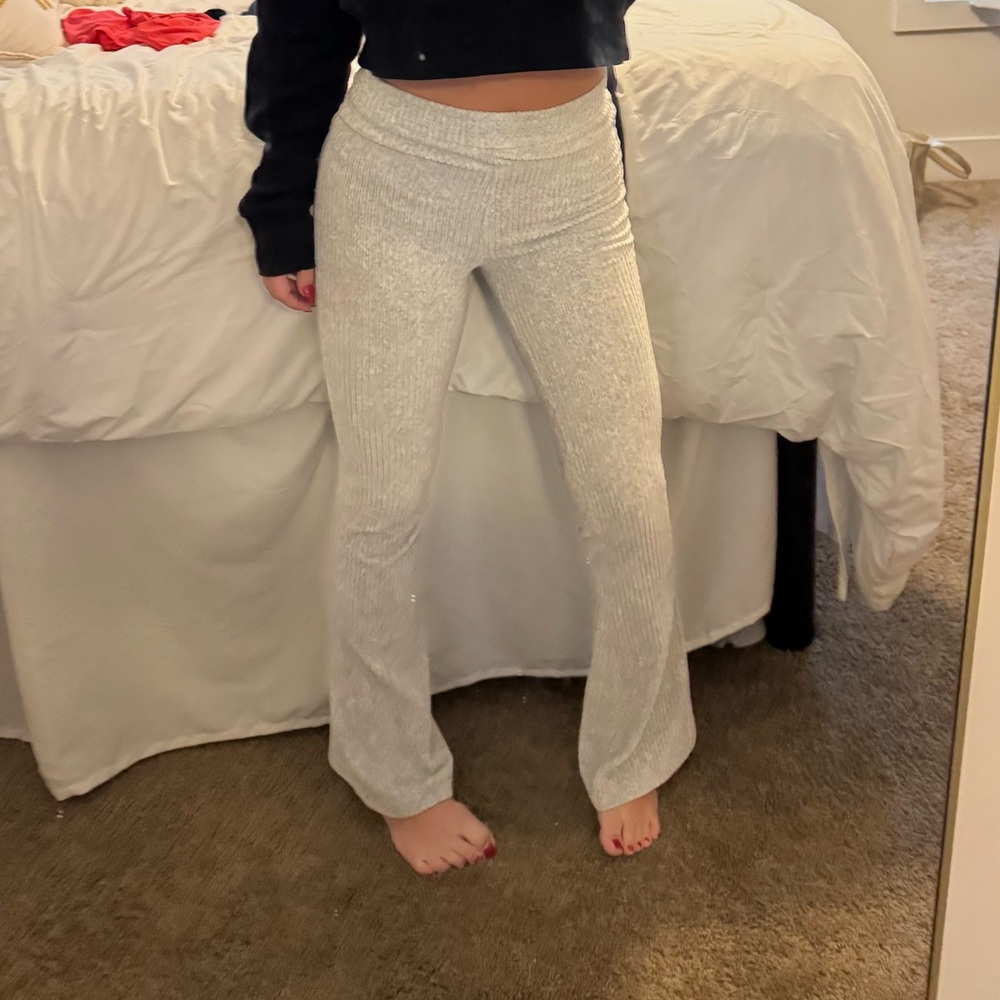Aerie grey velvet flare pants